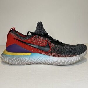 Nike Epic React Flyknit 2 Men's 11 Black Hyper Jade University Red Athletic Run